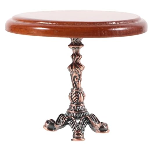 COHEALI 1:12 Muebles Vintage Mesa Redonda para Casa De Muñecas Mini Mesa De Casa Taburete De Jardín De Hadas Mesa Auxiliar para Casa De Muñecas Madera Bebé Niño Banco Pequeño