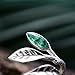 Lotus Fun S925 Sterling Silver Marquise Shape Jade Aventurine Open Leaf Ring Olive Leaf Ring Handmade Jewelry Unique Gifts for Women Mother Mom Wife