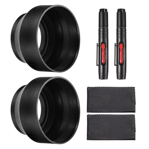 PATIKIL 2 Unidades de Sombrilla para Lente de Cámara de Goma de 49 mm, Plegable en 3 Pasos, Negro, Protector Universal contra el Resplandor con Paño de Limpieza de Fibra y Bolígrafo Limpiador miniatura 1