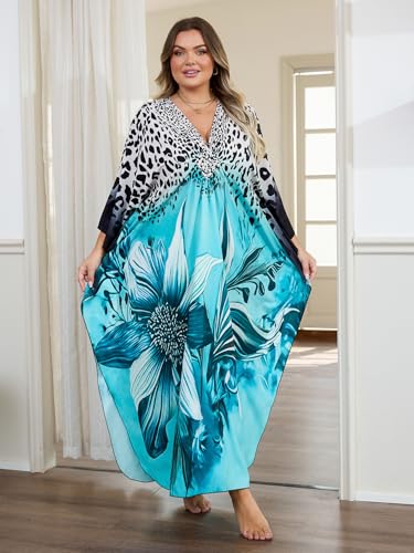 Image of Kaftan Dress for Women - Plus Size Caftan Maxi Beach Dress Moo Moos Loungewear, Swimsuit Cover Up for Beach, Pool or Vacation