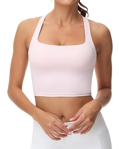 Image of romansong Strappy Yoga Sports Bras for Women Padded Criss-Cross Back Tank Tops