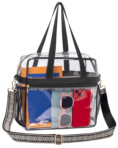 Image of Paxiland Clear Bag for Stadium Events 12x6x12 inches, Clear Tote Bag with Reinforced Strap, Clear HandBag for Sports Concert