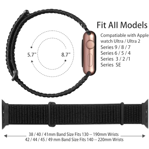 Lenrao Pulseiras femininas de nylon para Apple Watch Series SE 10/9/8/7/6/5/4 mm de 40 mm, 38 mm, 41
