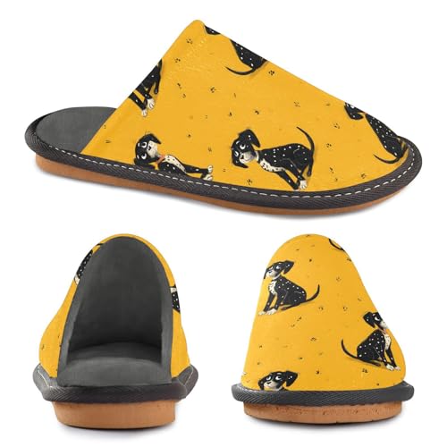 House Slippers Dog Yellow Print, Outdoor Indoor Unisex Rubber Sole Memory Foam 4-53