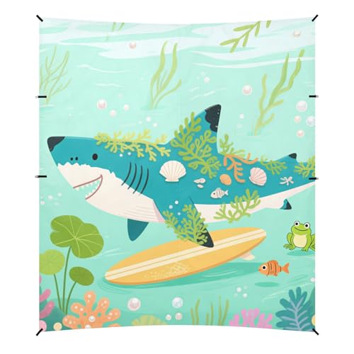 Niedliches Cartoon-Hai-Zelt, grün, Strand-Cabana-Zelt, LSF 50+, wasserdicht, tragbar, Sonnenschutz mit Sandtaschen, für Hinterhof, Grasland, Park