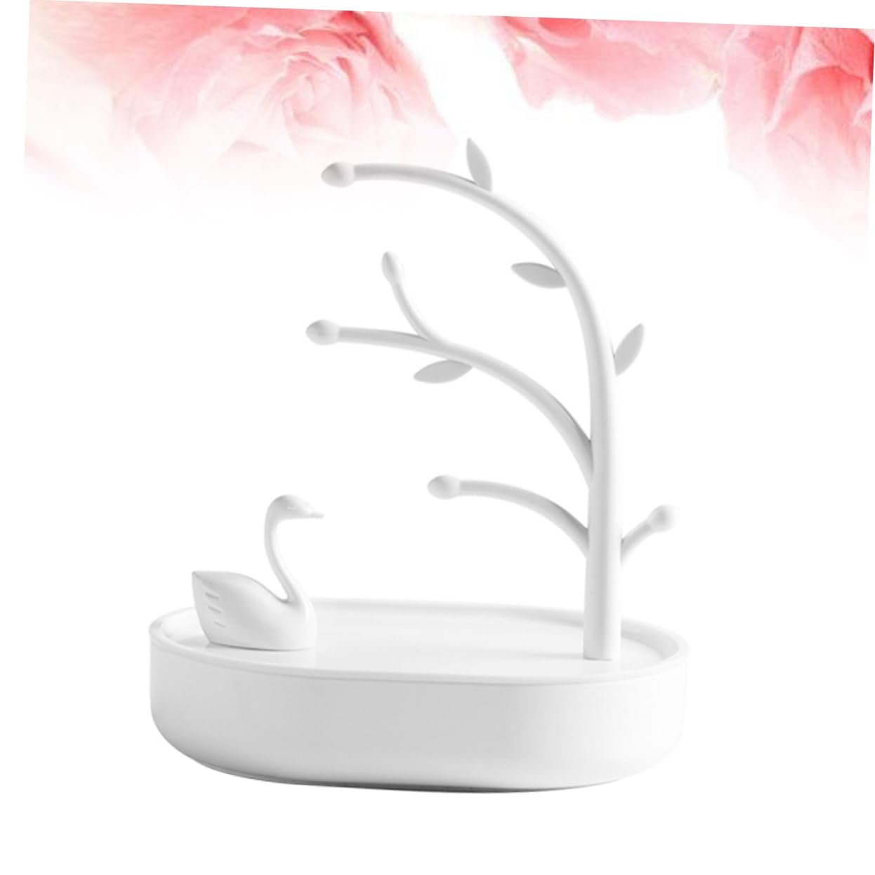 Einzigartige Schwan -Form -Schmuckregal Speicher für Ohrringe Halsketten Armbänder rosa Plastik Organizer Ständer