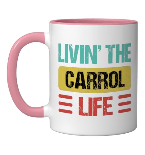 Carrol Name Ceramic Mug, Pink/White