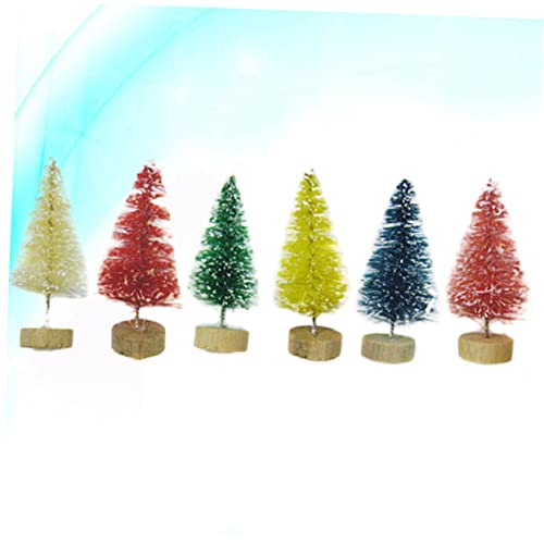 Coheali 24Pcs Goblincore Room Decor White Decor Mini Christmas Tree Snow Globe Ornaments Desktop Decor Christmas Tabletop Decoration Pine Decorate Small Christmas Tree Sisal Tree Bamboo #TOP7