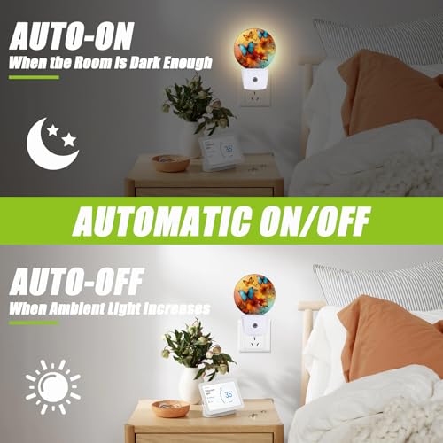 Image of Colorful Butterfly Night Light,Night Lights Plug into Wall for Kitchens Toilets Bedroom Decorative Half Round Nightlight Led Lamp 0.5W Sleep Friendly
