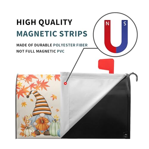 Image of Welcome Autumn Pumpkin Magnetic Fallen Leaves Mailbox Cover - Standard Size 18 X 21 - Decorative for Home, Outdoor, Garden