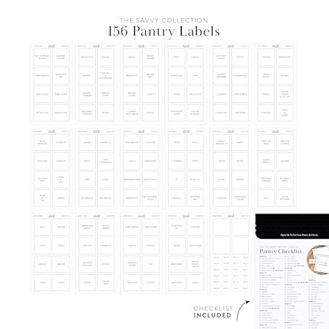 Pantry Labels for Food Containers, 156 Preprinted Kitchen Labels for Storage Bins and Glass Jars, Waterproof Removable Organizing Stickers for Food and Pantry Essentials