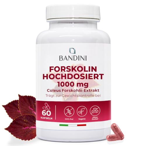 Bandini Forskolin Hochdosiert Kapseln 1000mg Coleus Forskohlii Extrakt 35:1 60 Kapseln Für Veganer & Vegetarier geeignet Buntnessel Extrakt Indische Brennnessel Natürliche & hochwertige Zutaten