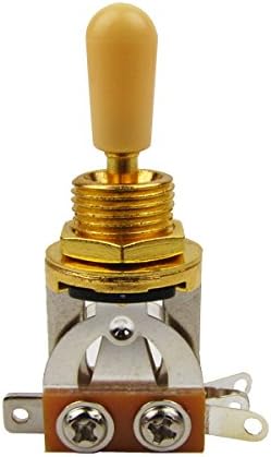 Musiclily 3 Way Short Straight Toggle Switch Pickup Selector for Les Paul/SG Style Electric Guitar, Gold Top with Cream Tip