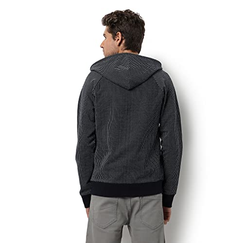Image of CAHOOT Men's Dark Blue Zip-Front Hoodie with Contrast Drawstring for Casual Wear | Long Sleeve | Hooded Neck | Zipper Closure | Cotton Sweatshirt Crafted with Comfort Fit for Everyday Wear