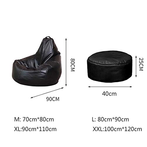 Rtmx&Kk Living Room Single Pu Leather Bean Bag Lazy Sofa Comfortable Leisure Sofa Tatami Multifunction Chair Stools Ottoman For Adults Kids Teens No Filler,Black,Xxl #TOP2