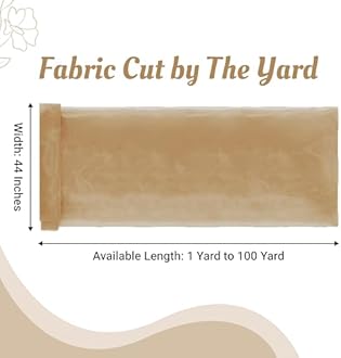 MDS Pack of 5 Yard Sheer Organza Fabric for Wedding Party Home Event Banquet Decorations, Backdrop Curtain Craft Dress Sewing Fashion DIY Crystal Organza Tulle Fabric Bolt 44” Wide - Champagne Gold