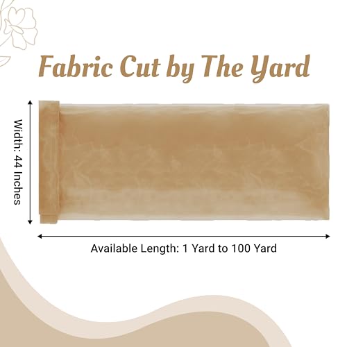 MDS Pack of 5 Yard Sheer Organza Fabric for Wedding Party Home Event Banquet Decorations, Backdrop Curtain Craft Dress Sewing Fashion DIY Crystal Organza Tulle Fabric Bolt 44” Wide - Champagne Gold