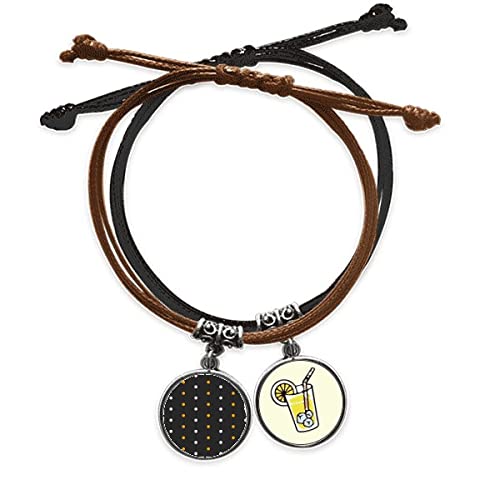 Bracelet Joyeux Halloween la Dot en cuir et cordon tressé jaune jus de citron éclatant