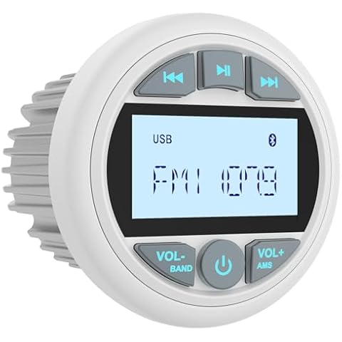 Bluetooth Marine Boat Stereo Receiver: Waterproof Boat Gauge Radio System - Marine Digital MP3 Player 2.8 Inch LCD Display AM FM USB AUX Subwoofer for Boat ATV UTV Off-Road Vehicles Cover