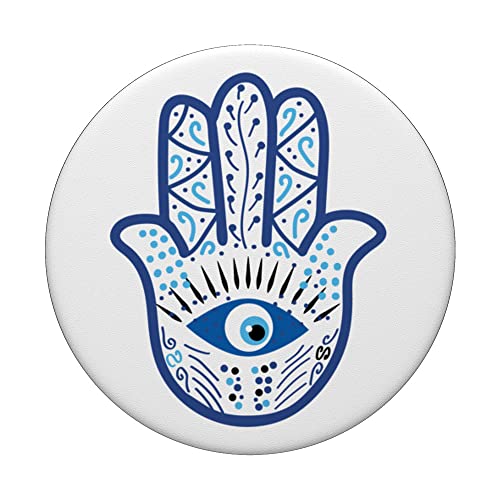 Hamsa Hand Fatima Amulet Tradition Graphic PopSockets Swappable PopGrip, Black - Image 3