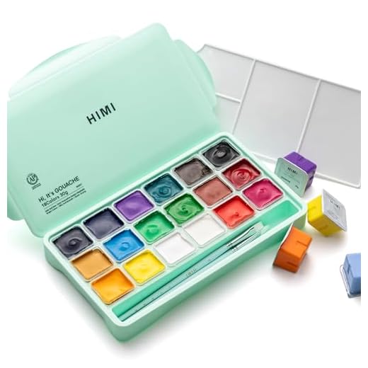 HIMI Gouache Paints Set, 18 Colors, 30g, jelly gouache paint set, Non Toxic Paint for Canvas and Paper, Art Supplies for Professionals, and More (Green Case