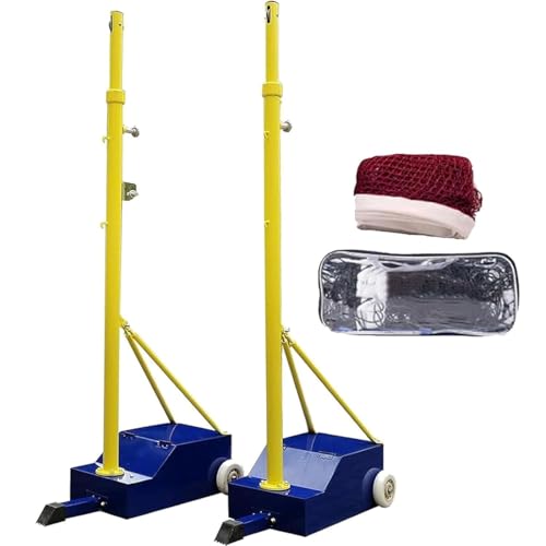 DPLXQPP Volleyball Poles for Backyard Outdoor Heavy Duty Volleyball Poles with Net Indoor Badminton Net Set with Wheels,5ft-6.9ft Adjustable Height