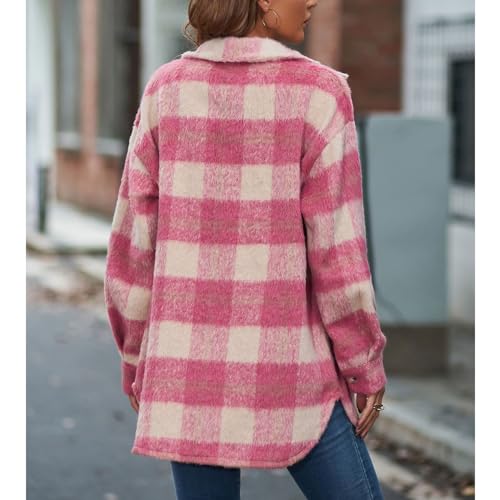 Women's Long Sleeve Jacket Thermal Shirt Jacket Plaid Printed High Low Fashion Fall Cute Soft Outerwear2
