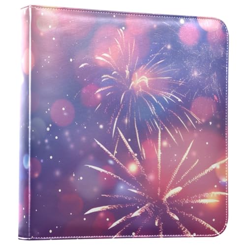 JIPONI Beautiful Fireworks Large Photo Album, DIY Leather Cover Scrapbook Albums for 4x6 5x7 6x8 Pictures, Self Adhesive Memory Book for Wedding, Baby, Family