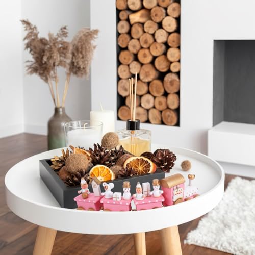TOYANDONA Weihnachten Zug Dekoration Holz Weihnachtszug mit Schneemann Bär Figur Puppe Kinder Spielzeug Weihnachtsdeko Tischdeko Weihnachtsschmuck Weihnachtsfigur Rosa – Bild 5
