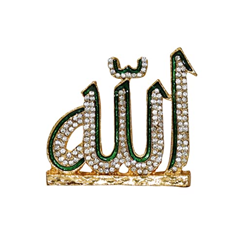Universal Hub HUB Allah Statue Voiture Tableau de Bord Ornement Mini Islamique 1 Pc Table Showpiece Indien Décoratif Musulman Symbole Eid Décorations Décor À La Maison Sculpture Cadeaux, Vert, S Cover