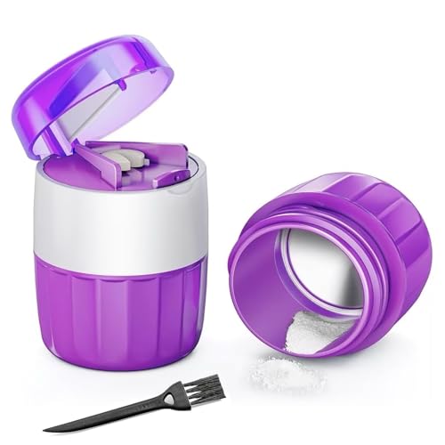 DEPAD 3-in-1 Pill Crusher and Pills Cutter, Pil Crusher Fine Powder with Stainless Steel Grinding Head, Tablet Grinder with Storage for Tablets, Pill Cutter Splitter for Small and Tiny Pills