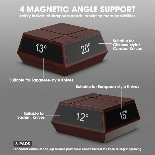 imarku Knife Sharpener, Professional Rolling Knife Sharpener with ABS Construction, 2 Diamond Discs & 4 Magnetic Angles (12°/13°/15°/20°) for All Kitchen Knife Set
