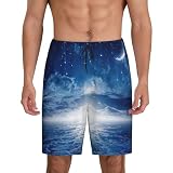Falling Star Moon - Confezione da 1 pantaloncini da notte da uomo con tasche laterali, vestibilità traspirante, disponibile in grande.
