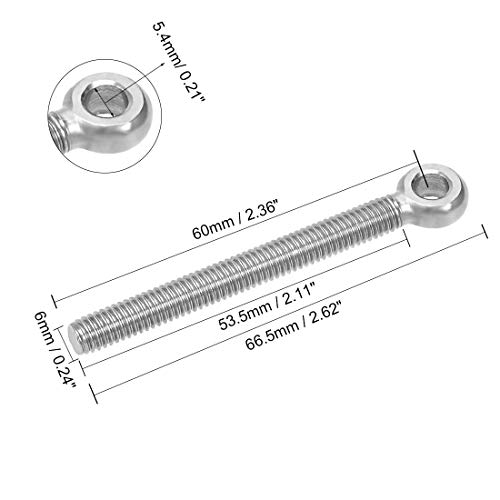 Image of uxcell M6 x 60mm 304 Stainless Steel Machine Shoulder Lift Eye Dag Rigging 4pcs
