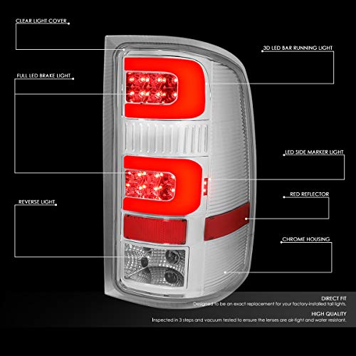 Image of DNA MOTORING TL-GMCSIE07-LED-3D-CH-CL LED 3D Tail Light Assembly Driver & Passenger Side [Compatible with 07-14 GMC Sierra 1500 2500HD 3500HD]