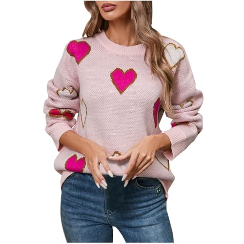 Juniors Heart Lover Graphic Loose Fit Boat Neck Sweater for Women Long Sleeve Crochet Winter Fall 2025 Fashion Y2K