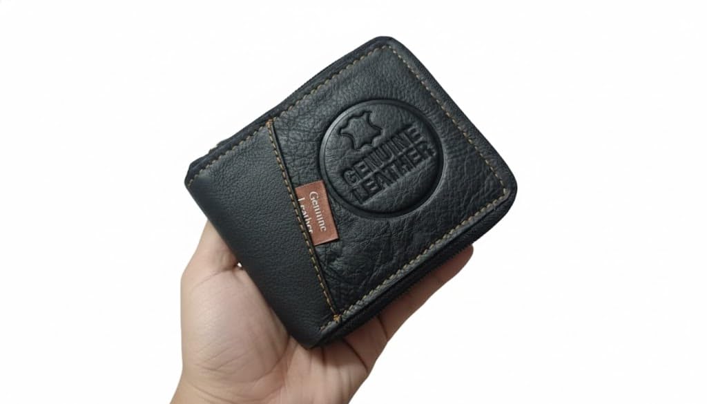 Solid Zipper Around Chain Leather Wallet for Men and Women,3 Card Slots, 2 Currency & 2 Secret Compartments I1 Coin Pocket Double Fold Purse Unisex Adults Black (Black)-image-45