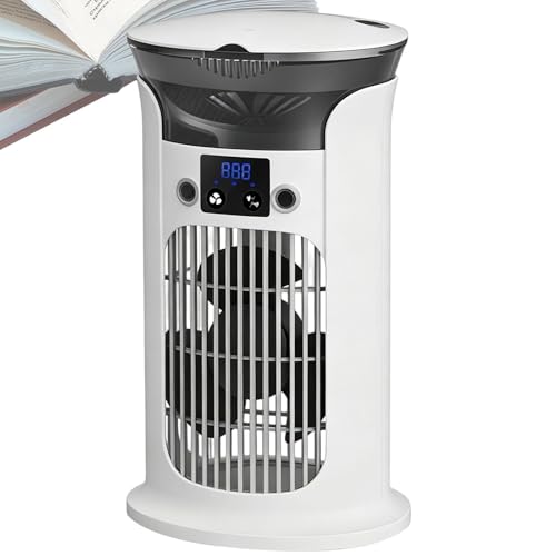 Ventilador refrigerador de aire portátil ajustable con luz – Ventilador de columna refrescante con nebulización, para interior, casa, sala de estar, noche, oficina, cocina, dorado