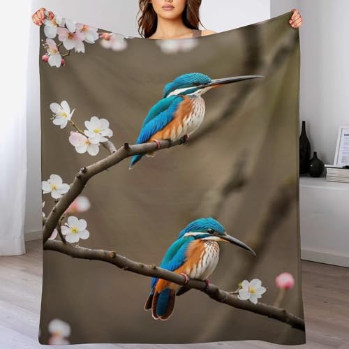 Couverture polaire oiseau pêcheur chaud et moelleux pour lit