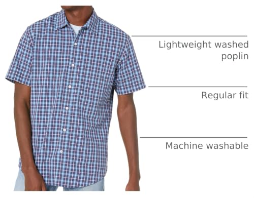 Image of Amazon Essentials Men's Regular-Fit Short-Sleeve Poplin Shirt, Collared, Washed