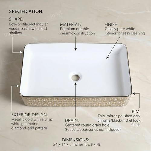 Image of InArt Wash Basin, Gold, Glossy Finish
