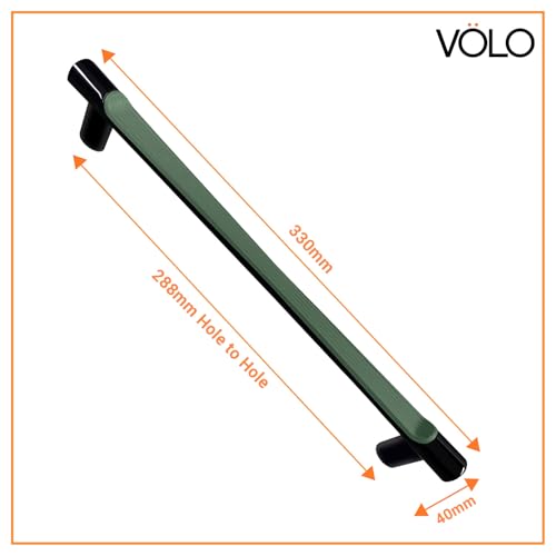 Image of VOLO Wardrobe Cabinet Handle - Sleek Pull Handle for Drawers, Wardrobes, Sliding Doors, and Cabinets in Kitchen, Bedroom, and Office (R-241) (1, Green, 288MM (12 Inch))
