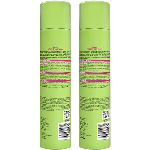 Garnier Fructis Sky-Hi Volume Hairspray, Anti-Humidity Volumizing Spray With Bamboo Extract, Provides 24-Hour of Flexible Hold and Frizz Control, 8.25 oz, 2 Count (Packaging May Vary) - image 9