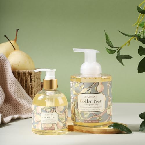 Image of ROMIIE ZOI Foaming Hand Soap, Golden Pear, 500ml / 16.8fl.oz | With Gift Box, Gentle cleansing, nourishes skin without drying