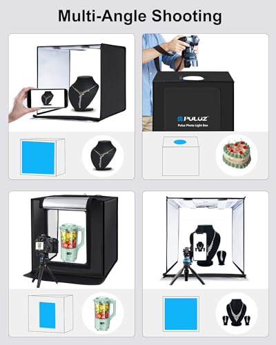 PULUZ Light Box Photography, 24x24 inch Large Photo Studio Light Box, Professional Dimmable Photo Booth with 120 LED Lights & 6 Backdrops for Jewelry and Food Items Product Photography