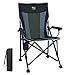 Timber Ridge Campingstuhl faltbar mit hoher Rückenlehne belastbar bis 135kg mit Getränkehalter harten Armlehne Klappstuhl tragbar für Camping Picknick Garten Balkon schwarz