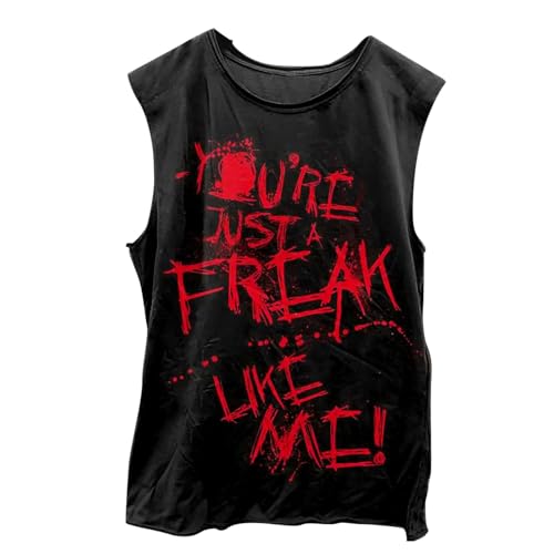 Image of Halloween Tank Top Men Vest Top Horror Skull Print Halloween Sleeveless Tank Tops Gothic Rock Style Comfort Male Tees Shirt