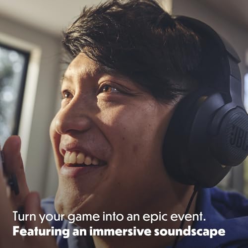 Image of JBL Quantum 100M2 - Wired Over-Ear Gaming Headset with omnidirectional, Detachable mic with Mute Option and Fabric-Covered Memory Foam Ear Cushions, Compatible with All Platforms (Black)