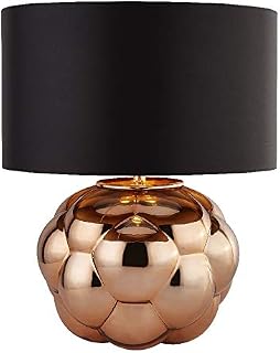 Britalia Copper & Copper Bubble Glass Retro Table Lamp Light with Black Shade | 1 x ES E27 Bulb Required (Not Included) | Study - Bedroom - Lounge | UK 3 Pin Plug