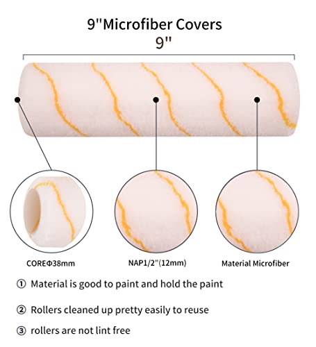Voomey 17 Piece Paint Roller Set - Paint Rollers 9"4", Paint Roller Frame，Paint Trays, Microfiber Roller Cover, Paint Kit For House Painting,Paint Brushes For Painting Walls #TOP3